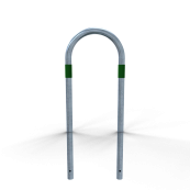 Barrier bracket | as e-charging station protection | for casting in concrete, | total width: 460mm, total height: 1200mm | hot-dip galvanized with green reflective strips foil type RA1/A